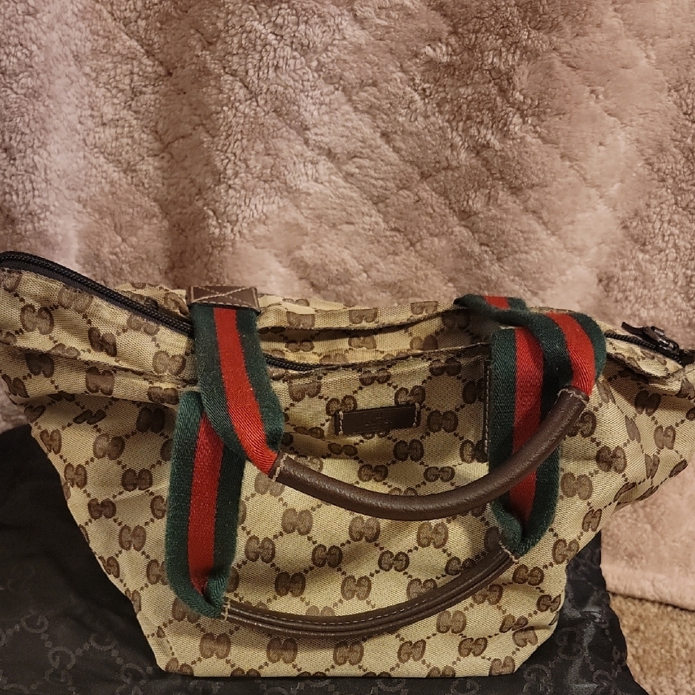 Gucci Tan and Brown Tote with Signature Monogram